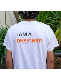 Camiseta I AM A DESIGNER hombre/blanco